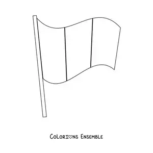 Image à colorier du drapeau du Pérou sans blason sur un mât