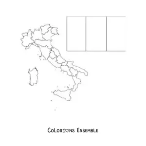 Image à colorier du drapeau de l'Italie avec une carte