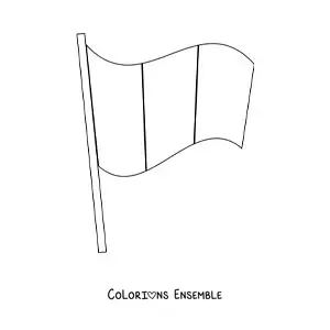 Image à colorier du drapeau de l'Italie flottant sur un mât
