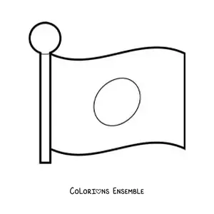 Image à colorier du drapeau du Japon qui flotte