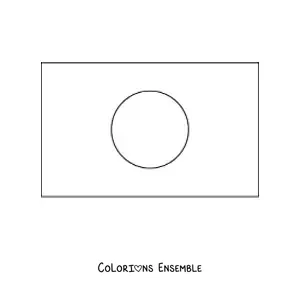 Image à colorier du drapeau du Japon à l'horizontale