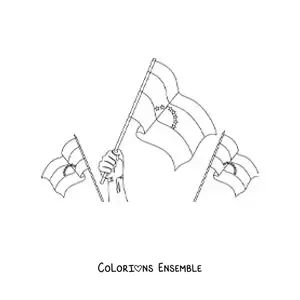 Image à colorier de drapeaux du Venezuela qui flottent