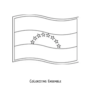 Image à colorier du drapeau du Venezuela qui flotte