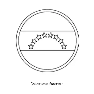 Image à colorier de l'emoji du drapeau rond du Venezuela