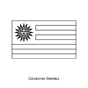 Image à colorier du drapeau de l'Uruguay à l'horizontale