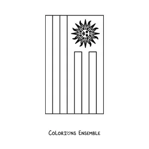 Image à colorier du drapeau de l'Uruguay à la verticale