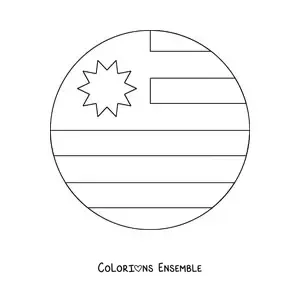 Image à colorier de l'emoji du drapeau rond de l'Uruguay