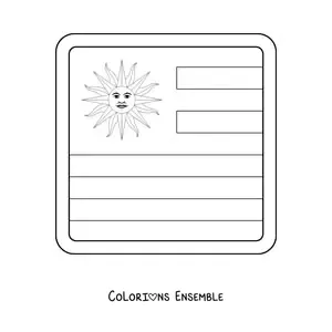 Image à colorier de l'emoji du drapeau carré de l'Uruguay