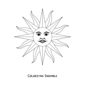 Image à colorier du soleil du drapeau de l'Uruguay