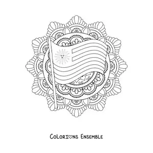 Image à colorier du drapeau de l'Uruguay avec un mandala