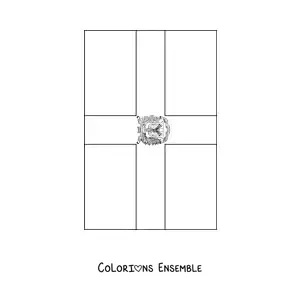 Image à colorier du drapeau de la République dominicaine à la verticale