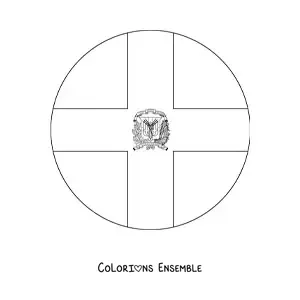 Image à colorier de l'emoji du drapeau rond de la République dominicaine