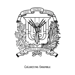 Image à colorier du blason du drapeau de la République dominicaine