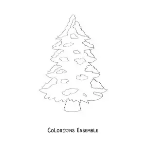 Image à colorier d'un sapin de Noël enneigé non décoré