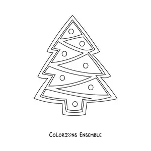 Image à colorier d'un biscuit en forme de petit sapin de Noël