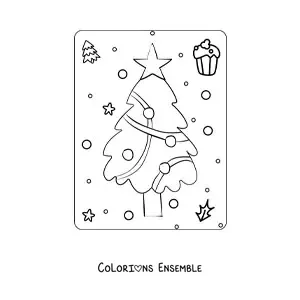 Image à colorier d'un petit sapin de Noël