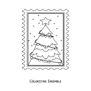 Image à colorier d'un petit sapin de Noël tout simple