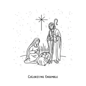 Image à colorier de la nativité de Jésus