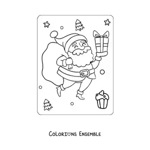Image à colorier du Père Noël avec des cadeaux