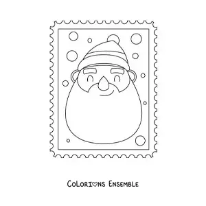 Image à colorier du visage du Père Noël