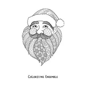 Image à colorier du visage du Père Noël de style zentangle