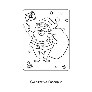 Image à colorier de saint Nicolas avec des cadeaux