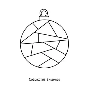 Image à colorier d'une boule de Noël avec des figures géométriques