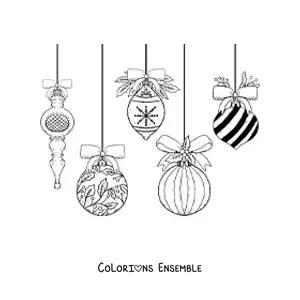 Coloriage de grandes décorations de Noël suspendues