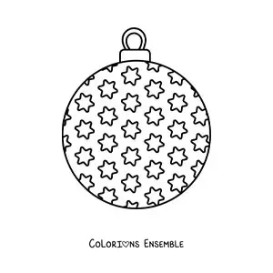 Image à colorier d'une boule de Noël avec des étoiles