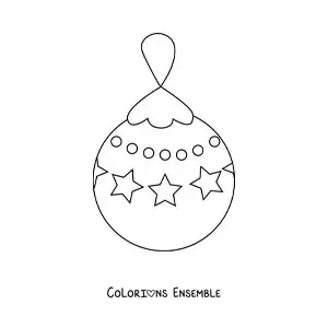Image à colorier d'une boule de Noël avec des étoiles