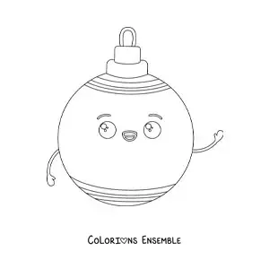 Image à colorier d'une boule de Noël en dessin animé