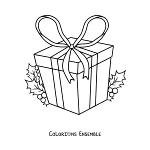 Image à colorier d’un grand cadeau de Noël