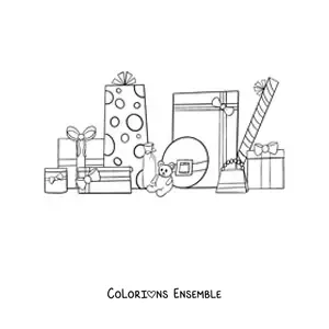 Image à colorier de cadeaux de Noël
