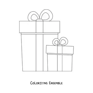 Image à colorier de grands cadeaux de Noël