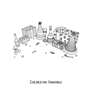 Image à colorier de cadeaux du Nouvel An