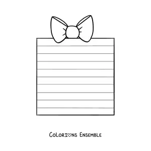 Image à colorier d’un grand cadeau de Noël décoré de lignes