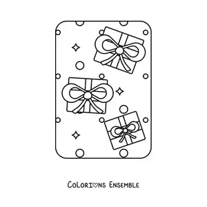 Image à colorier de cadeaux de Noël ornés de nœuds