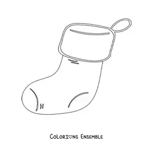 Image à colorier d’une grande chaussette de Noël toute simple