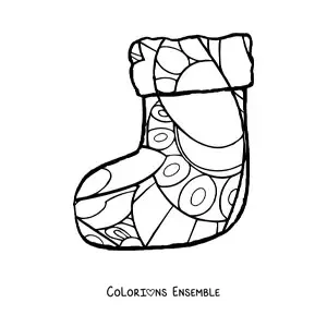 Image à colorier d’une botte de Noël en mandala