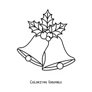 Image à colorier de cloches de Noël avec du gui