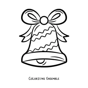 Image à colorier d’une cloche de Noël avec un grand nœud