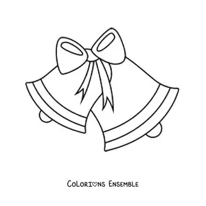 Image à colorier de cloches de Noël avec un nœud