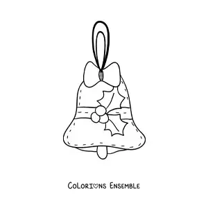 Image à colorier d’un ornement en forme de cloche de Noël