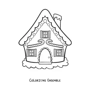 Image à colorier d’une maison en pain d’épices toute simple