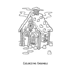 Image à colorier d’une maison en pain d’épices réaliste