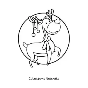 Image à colorier d’un renne de Noël kawaii