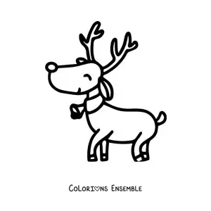 Image à colorier d’un renne de Noël avec une cloche