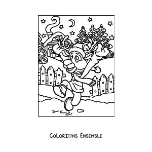 Coloriage d’un renne de Noël animé