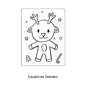 Coloriage d’un renne de Noël kawaii