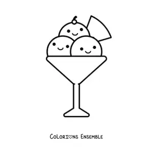 Image à colorier d'une coupe de glace kawaii